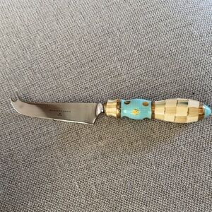 McKenzie-Childs Aqua & Gold Cheese Knife